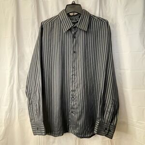 Fumagalli Italian Heritage Men's Liquid Sheen Striped Long Sleeve Shirt Sz XXL